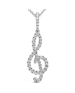 Tresorra 18K White Gold Music Note Diamond Pendant Necklace