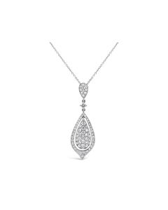 Tresorra 18K White Gold Open Tear Drop Diamond Pendant Necklace