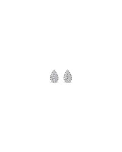 Tresorra 18K White Gold Pear Halo Cluster Diamond Stud Earrings