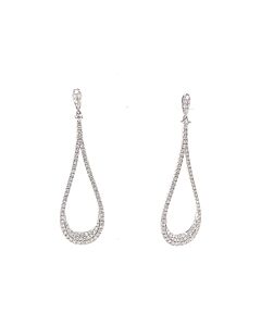 Tresorra 18K White Gold Pear Open Space Diamond Dangle Earrings