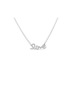 Tresorra 18K White Gold Petite Pavé Love Diamond Necklace
