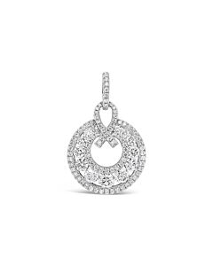 Tresorra 18K White Gold Round Double Halo Diamond Pendant Necklace