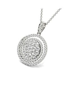 Tresorra 18K White Gold Round Swirl Halo Cluster Diamond Pendant Necklace