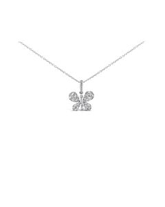 Tresorra 18K White Gold Single Butterfly Diamond Pendant Necklace