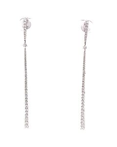 Tresorra 18K White Gold Single Graduated Thread Diamond Dangle Earrings