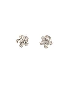 Tresorra 18K White Gold Tapered Baguette Flower Illusion Diamond Stud Earrings