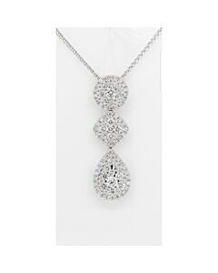 Tresorra 18K White Gold Three Shapes Drop Diamond Pendant Necklace