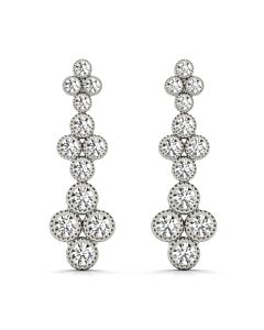 Tresorra 18K White Gold Triple Clover Diamond Dangle Earrings