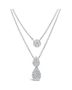 Tresorra 18K White Gold Two Shapes Double Layer Diamond Necklace