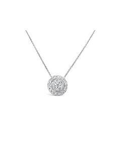 Tresorra 18K White Gold TwoWay Round Halo Illusion Diamond Pendant Necklace