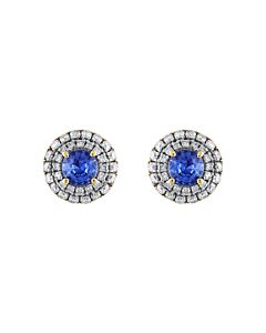 Tresorra 18K Yellow Gold Diamond & Blue Sapphire Earrings