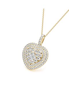 Tresorra 18K Yellow Gold Yellow Gold Heart Double Halo Diamond Pendant Necklace