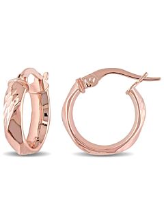 AMOUR Diamond-cut and Twist Hoop Earrings In 10K Rose Gold