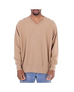 Undercover Beige V-Neck Relaxed Fit Cotton Pullover