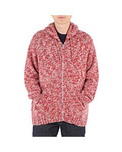 Undercover Men's Red Melange-Effect Knitted Hoodie