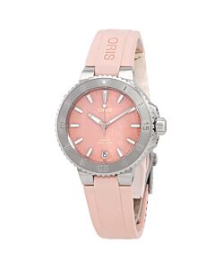 Unisex Aquis Date Rubber Pink Mother of Pearl Dial Watch