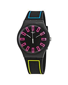 Unisex Around The Strap Silicone Black Dial Watch