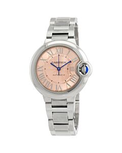 Unisex Ballon Bleu de Cartier Stainless Steel Pink Dial Watch