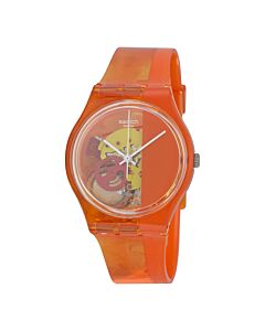 Unisex Bloody Orange Plastic Orange Skeleton Dial Watch