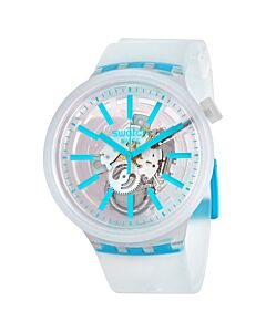 Unisex Blue-In-Jelly Silicone White (Skeleton Center) Dial Watch
