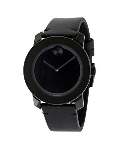 Unisex Bold Leather Black Museum Dial