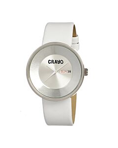 Unisex Button Leather Silver Dial