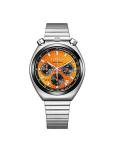 Unisex Chronograph Stainless Steel Orange Dial Watch