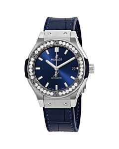 Unisex Classic Fusion Rubber with a blue (Alligator) Leather Blue Dial Watch
