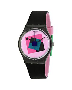 Unisex Crazy Square Silicone Rubber Pink Dial Watch