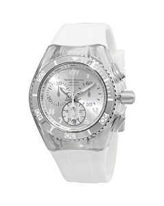 Unisex Cruise California Chronograph White Silicone with Cream Canvas Antique Silver Dial Watch