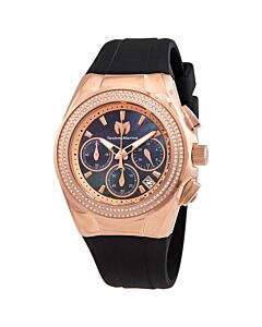 Unisex Cruise Diva Pave Chronograph Silicone Black Dial Watch