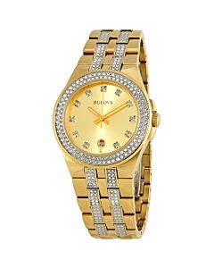 Unisex-Crystal-Stainless-Steel-set-with-Crystals-Champagne-Dial