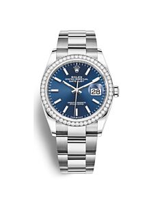 Unisex Datejust Stainless Steel Rolex Oyster Blue Dial Watch