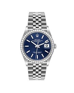 Unisex Datejust Stainless Steel Jubilee Blue Fluted Dial Watch