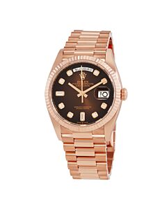 Unisex Day-Date 18kt Everose Gold Rolex President Brown Dial Watch