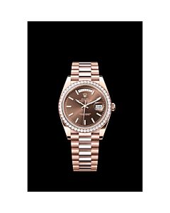 Unisex Day Date 18kt Rose Gold President Chocolate Dial Watch