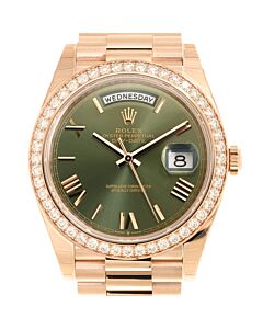 Unisex Day-Date 18kt Rose Gold President Green Dial Watch