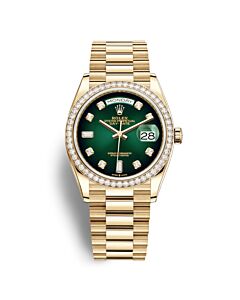 Unisex Day-Date 18kt Yellow Gold Rolex President Green Dial Watch
