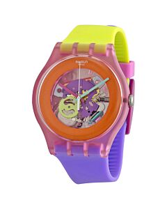 Unisex Dip In Color Yellow and Purple Silicone Orange Color Palette Dial Watch