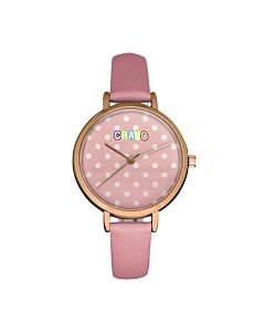 Unisex Dot Leather Pink Dial Watch