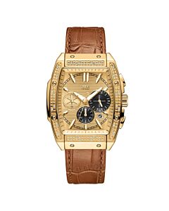 Men's Echelon Chronograph Crocodile Leather Gold-tone Dial Watch