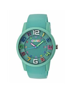 Unisex Festival Teal Silicone Teal Dial