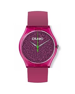 Unisex Glitter Leatherette Hot Pink Dial