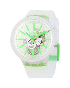 Unisex Green-In-Jelly Silicone White (Skeleton Center) Dial Watch