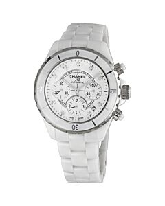 Unisex J12 Chronograph Ceramic White Dial Watch