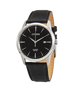 Unisex Leather Black Dial Watch