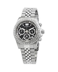 Unisex Manta Chronograph Stainless Steel Black (Crystal-set) Dial Watch