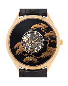 Unisex Metiers D'Art Alligator Leather Black Dial Watch