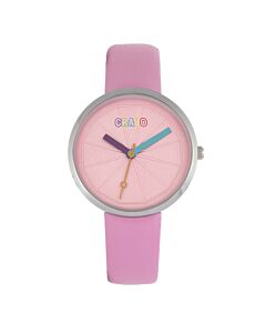 Unisex Metric Leatherette Pink Dial Watch