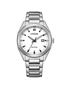 Unisex Octangle Stainless Steel White Dial Watch